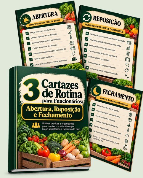 Bônus 8: 3 Cartazes de Rotina para Funcionários: Abertura, Reposição e Fechamento